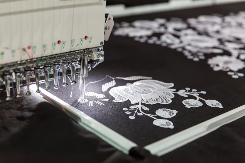 Embroidery fabric close view