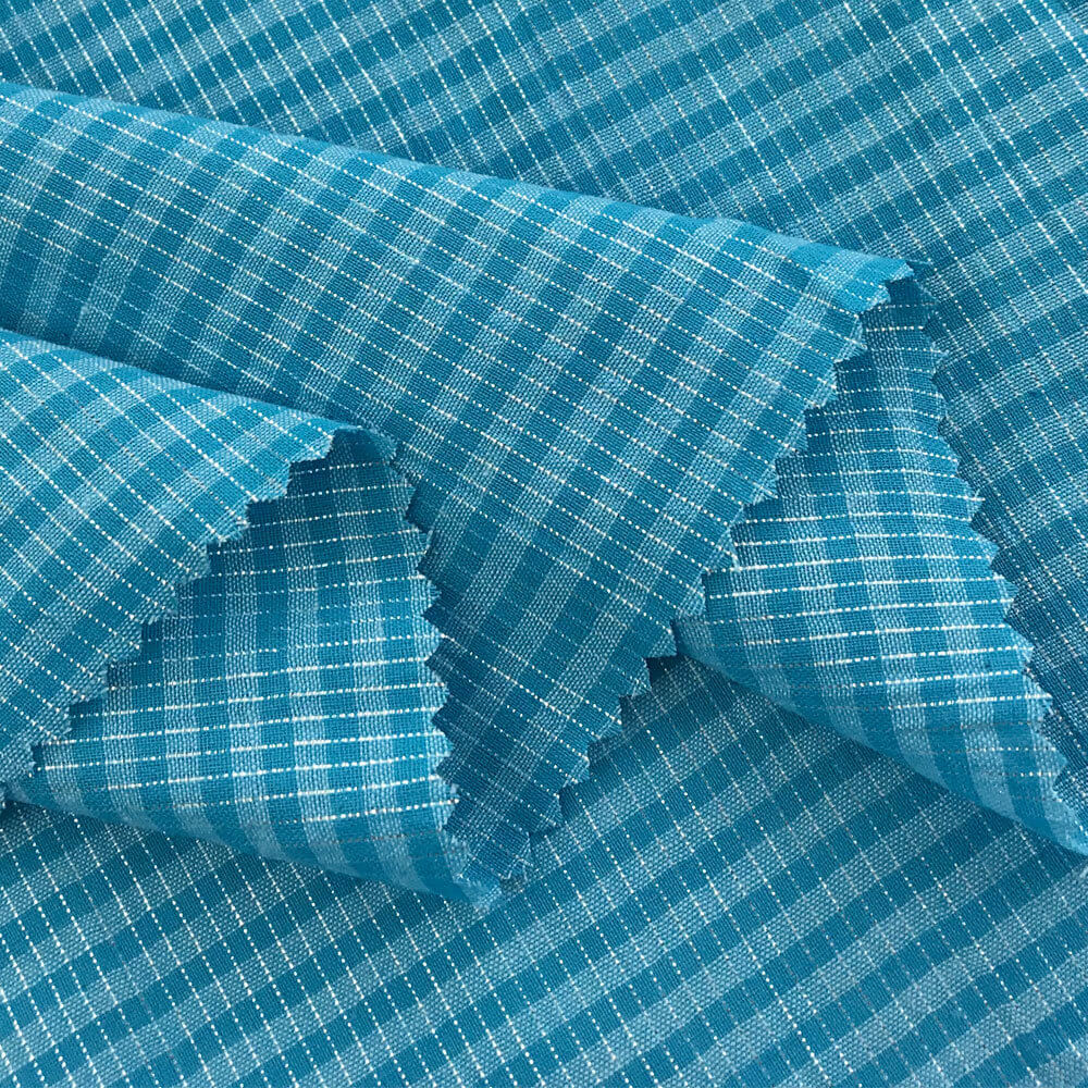 Lurex Stripe Yarn Dyed 100% Cotton Woven Chiffon Fabric for Women's We
