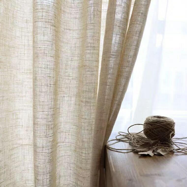 Solid Minimalist Modern Linen Woven Fabric for Curtain Wholesale Suppl