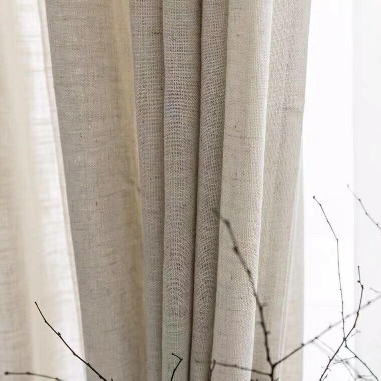 Solid Minimalist Modern Linen Woven Fabric for Curtain Wholesale Suppl