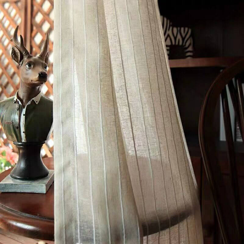 Stripe Vintage Curtain Linen Woven Fabric for Curtain Wholesale Suppli