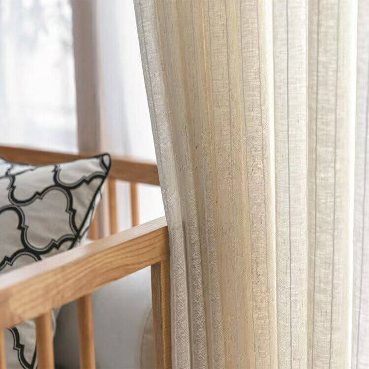 Stripe Vintage Curtain Linen Woven Fabric for Curtain Wholesale Suppli