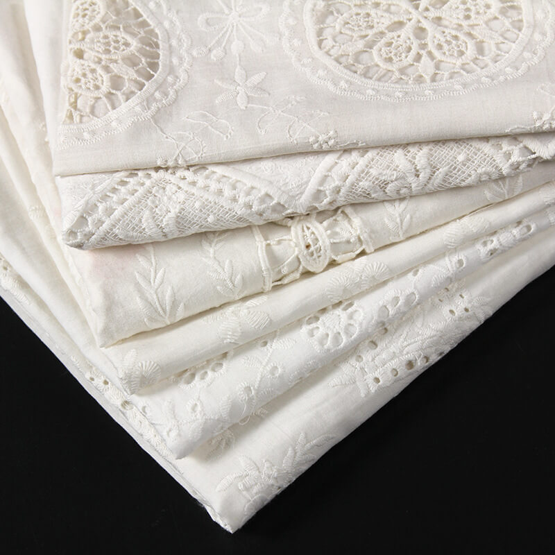 Embroidered Fabric Placement Floral Cutwork 100% Cotton for Women's We