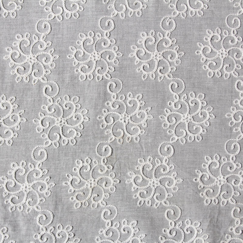 Chenille Dress White 100% Cotton Embroidered Fabric for Women's Wear W 10