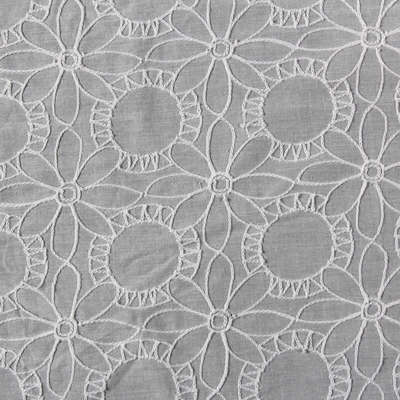 Chenille Dress White 100% Cotton Embroidered Fabric for Women's Wear W 11