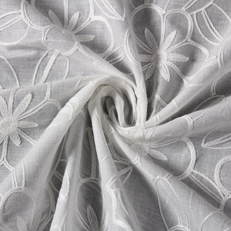 Chenille Dress White 100% Cotton Embroidered Fabric for Women's Wear W