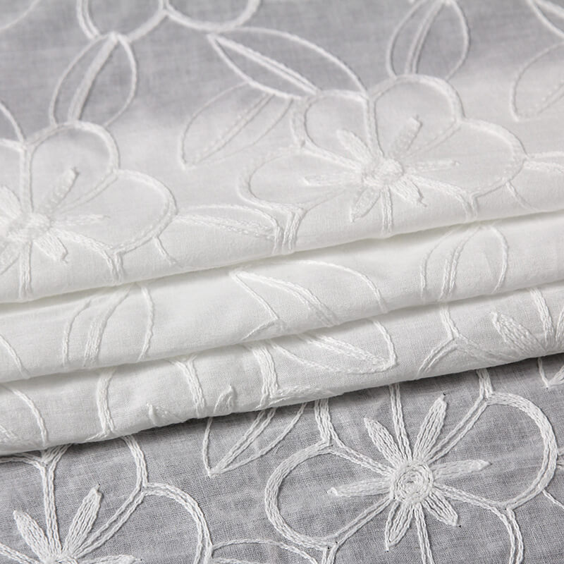 Chenille Dress White 100% Cotton Embroidered Fabric for Women's Wear W 4