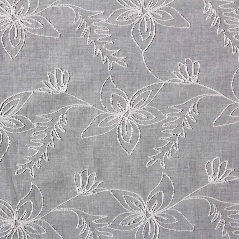 Chenille Dress White 100% Cotton Embroidered Fabric for Women's Wear W 7