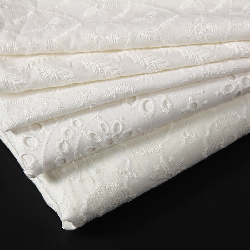 Cutwork Dress White 100% Cotton Embroidered Fabric for Women's Wear Wh