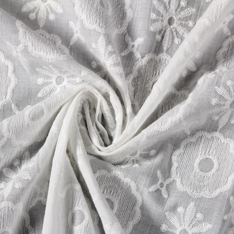 Cutwork Dress White 100% Cotton Embroidered Fabric for Women's Wear Wh