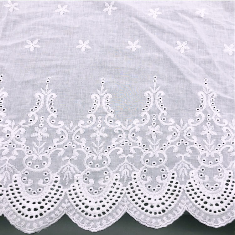 Embroidered Fabric Placement Floral Dress 100% Cotton for Women's Wear