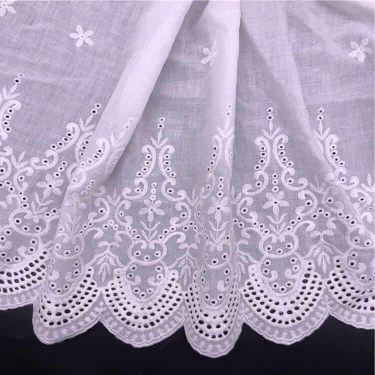 Embroidered Fabric Placement Floral Dress 100% Cotton for Women's Wear