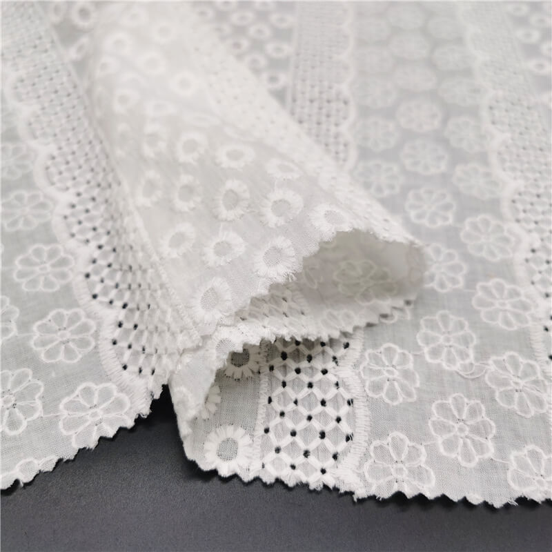 Cutwork Women's 100% Cotton Embroidered Fabric for Women's Wear Wholes