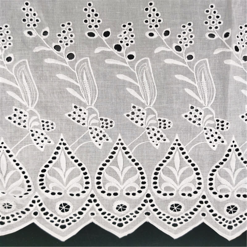 Embroidered Fabric Placement Floral Dress 100% Cotton for Women's Wear