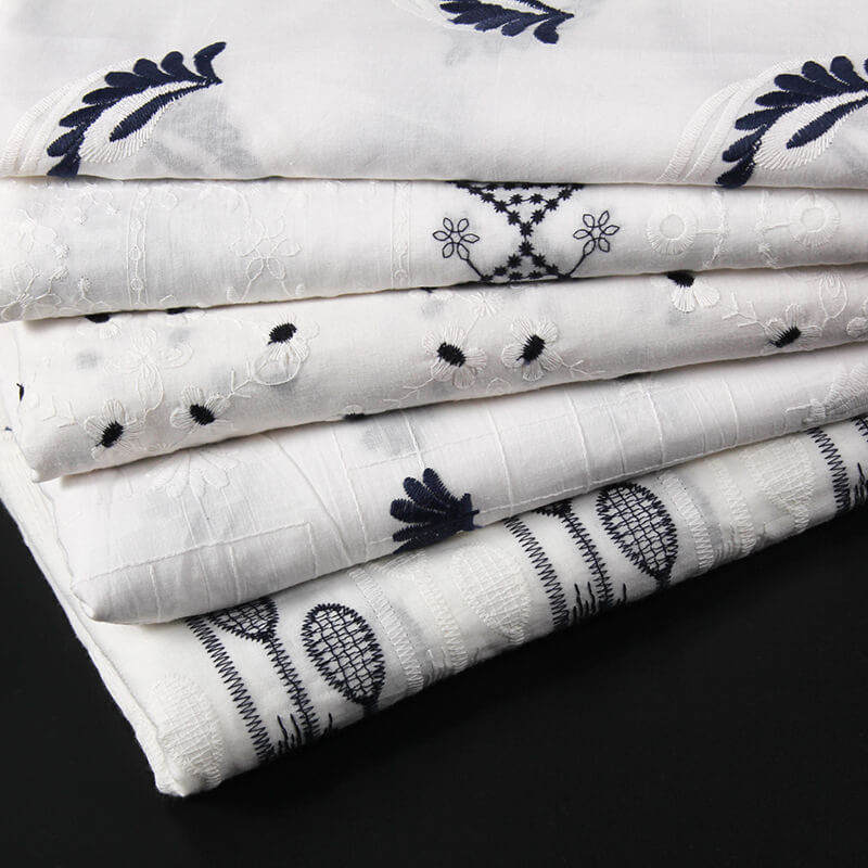 Embroidered Fabric Cutwork Dress 100% Cotton for Women's Wear Wholesal