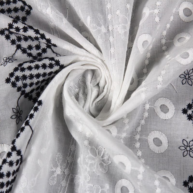 Embroidered Fabric Cutwork Dress 100% Cotton for Women's Wear Wholesal