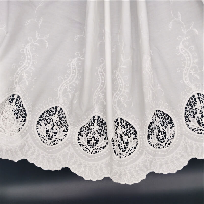 Embroidered Fabric Placement Floral Dress 100% Cotton for Women's Wear