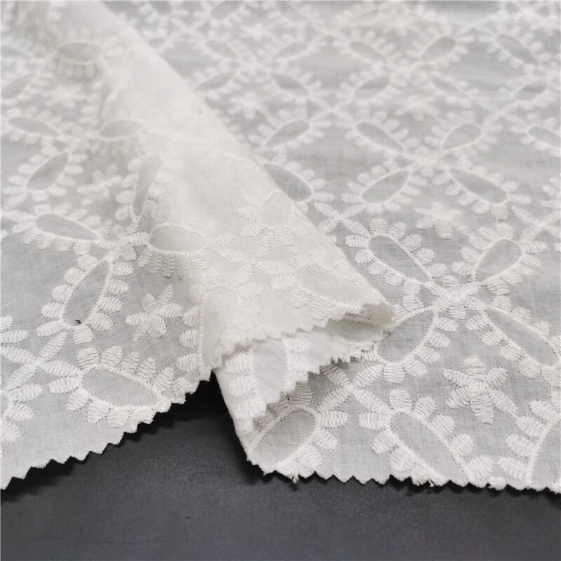 Cutwork Women's 100% Cotton Embroidered Fabric for Women's Wear Wholes