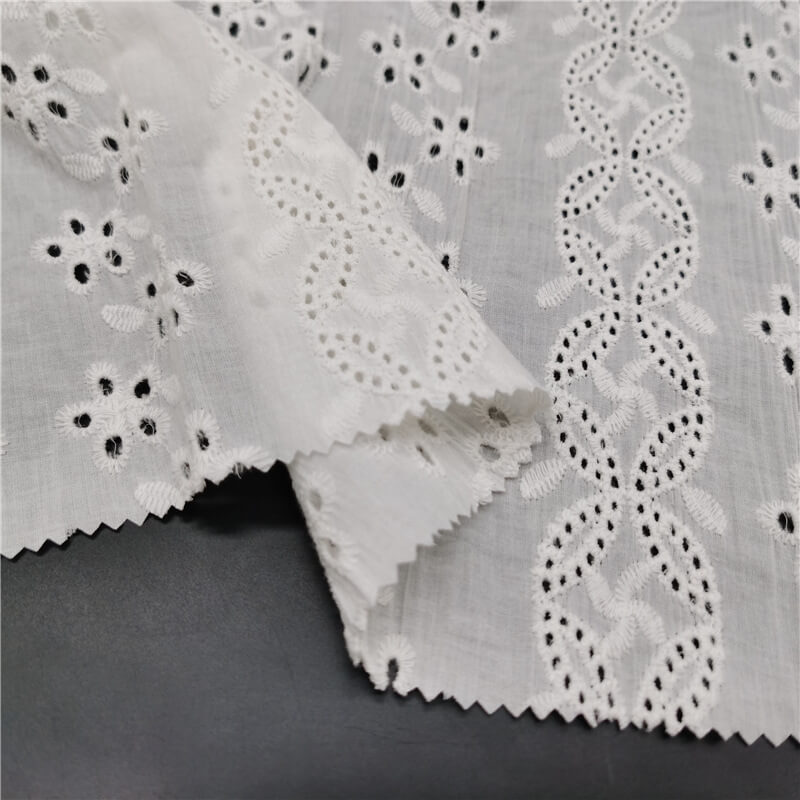 Cutwork Women's 100% Cotton Embroidered Fabric for Women's Wear Wholes