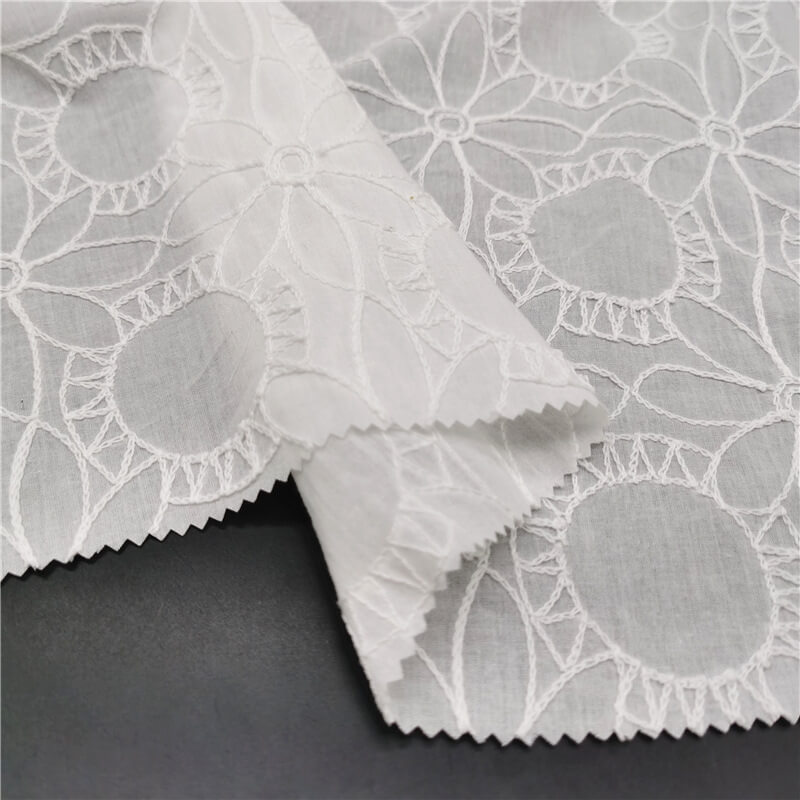 Cutwork Women's 100% Cotton Embroidered Fabric for Women's Wear Wholes
