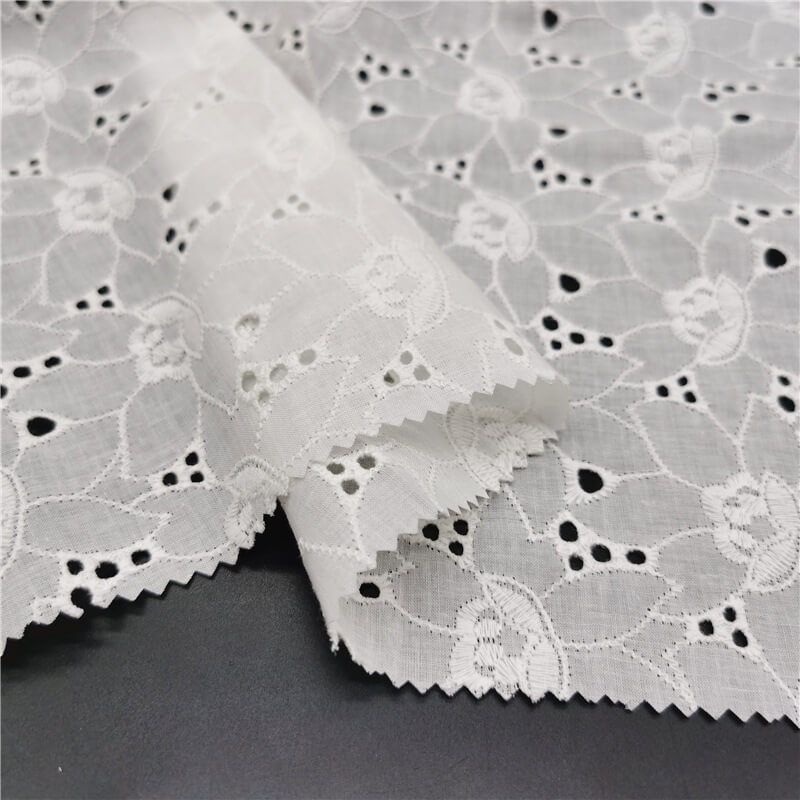 Cutwork Women's 100% Cotton Embroidered Fabric for Women's Wear Wholes