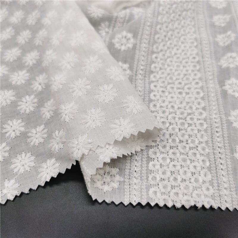 Water Soluble Lace Embroidered Fabric Cutwork 100% Cotton for Women's