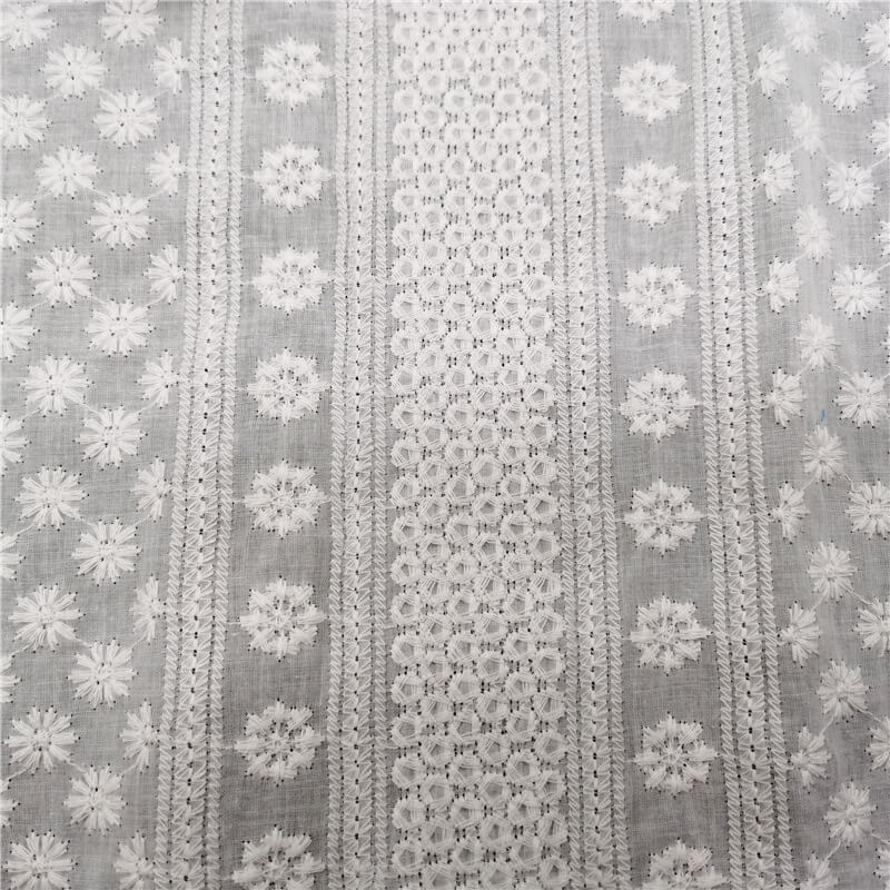 Water Soluble Lace Embroidered Fabric Cutwork 100% Cotton for Women's