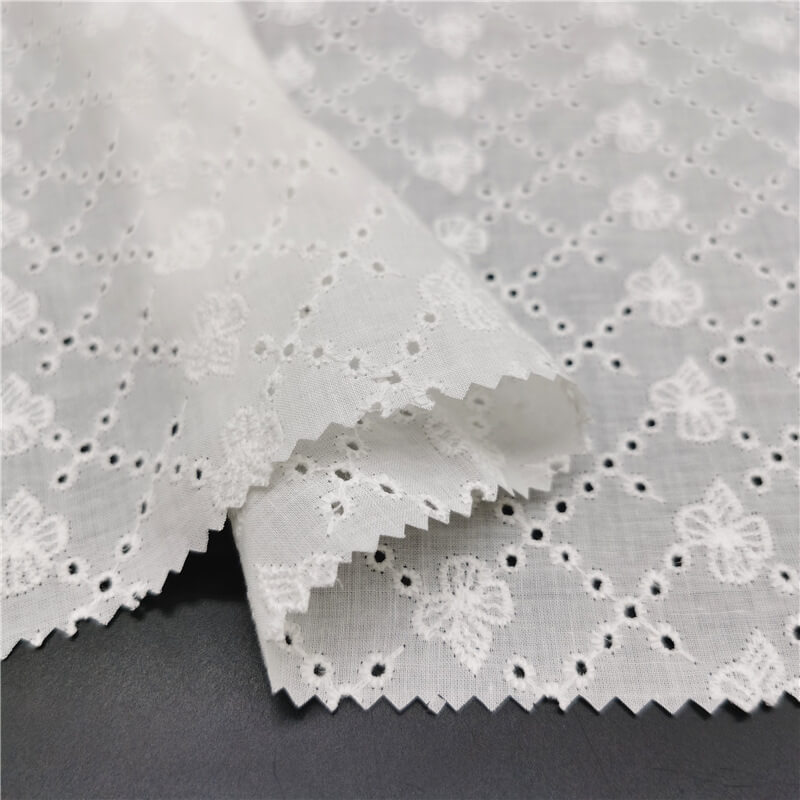 Water Soluble Lace Embroidered Fabric Cutwork 100% Cotton for Women's