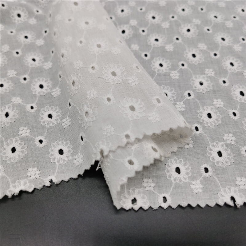 Water Soluble Lace Embroidered Fabric Cutwork 100% Cotton for Women's