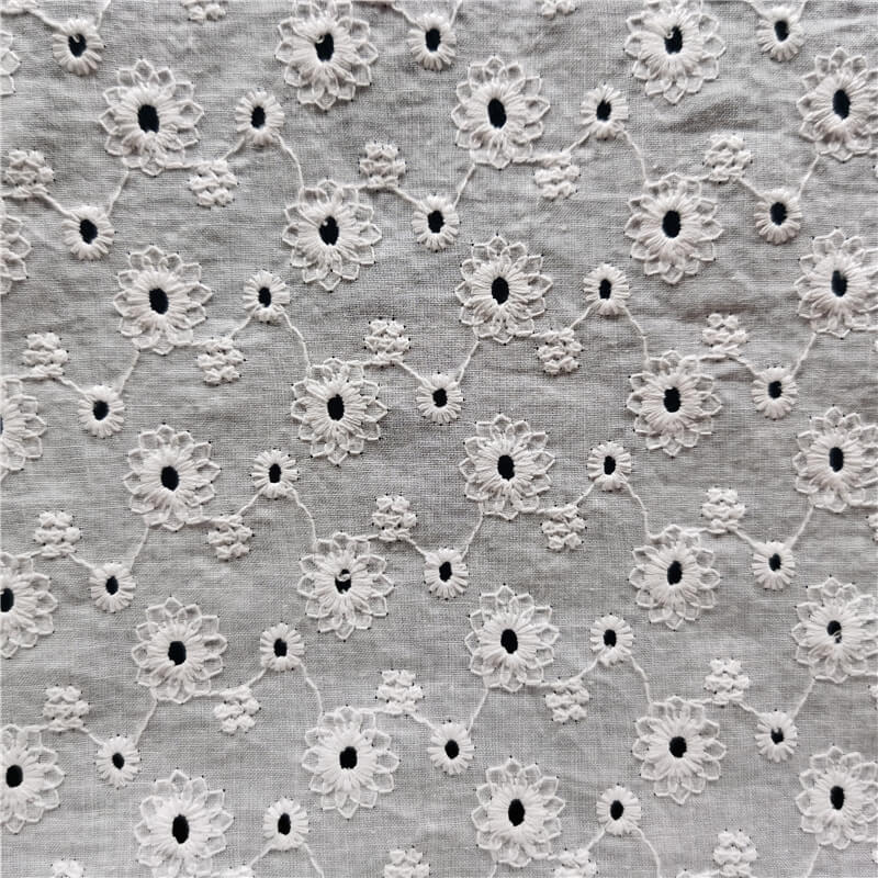 Water Soluble Lace Embroidered Fabric Cutwork 100% Cotton for Women's