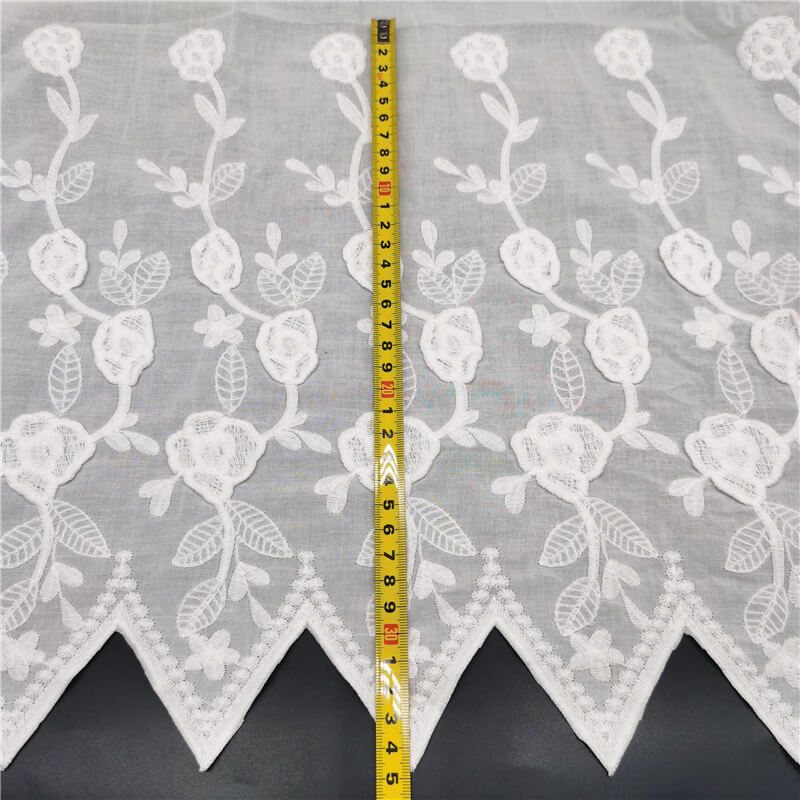 Embroidered Fabric Placement Floral 3D 100% Cotton for Women's Wear Wh