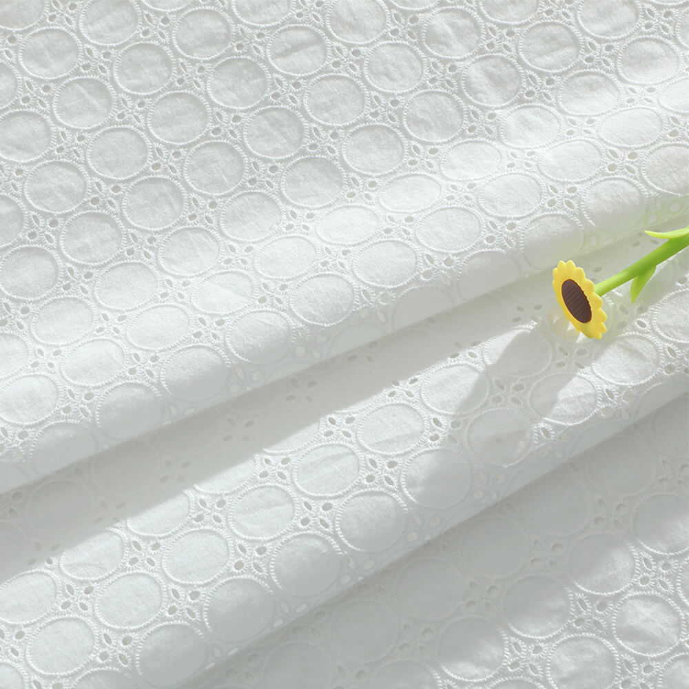 Embroidered Lace Embroidered Fabric Eyelet 100% Cotton for Women's Wea 3