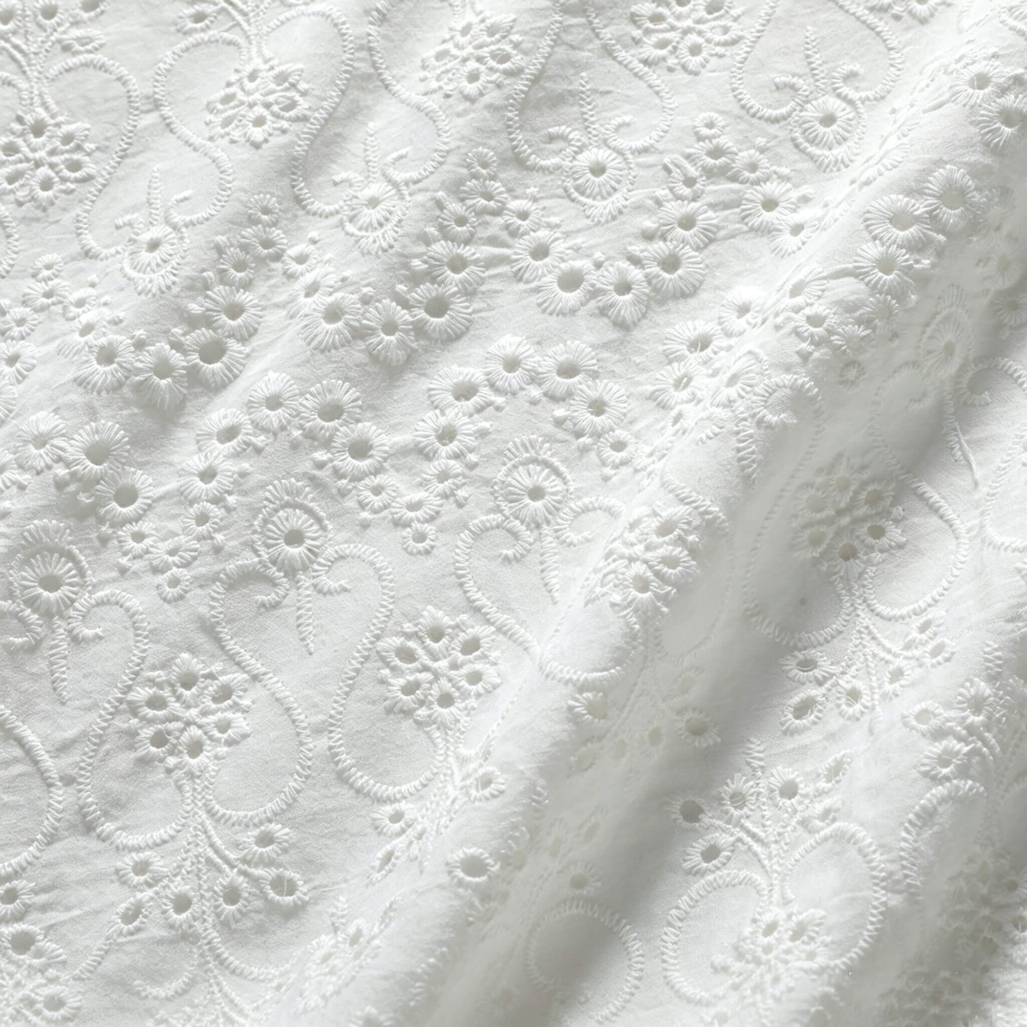 Water Soluble Lace All-Over Cutwork Cotton Embroidered Fabric for Wome