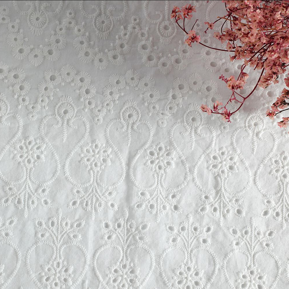 Water Soluble Lace All-Over Cutwork Cotton Embroidered Fabric for Wome