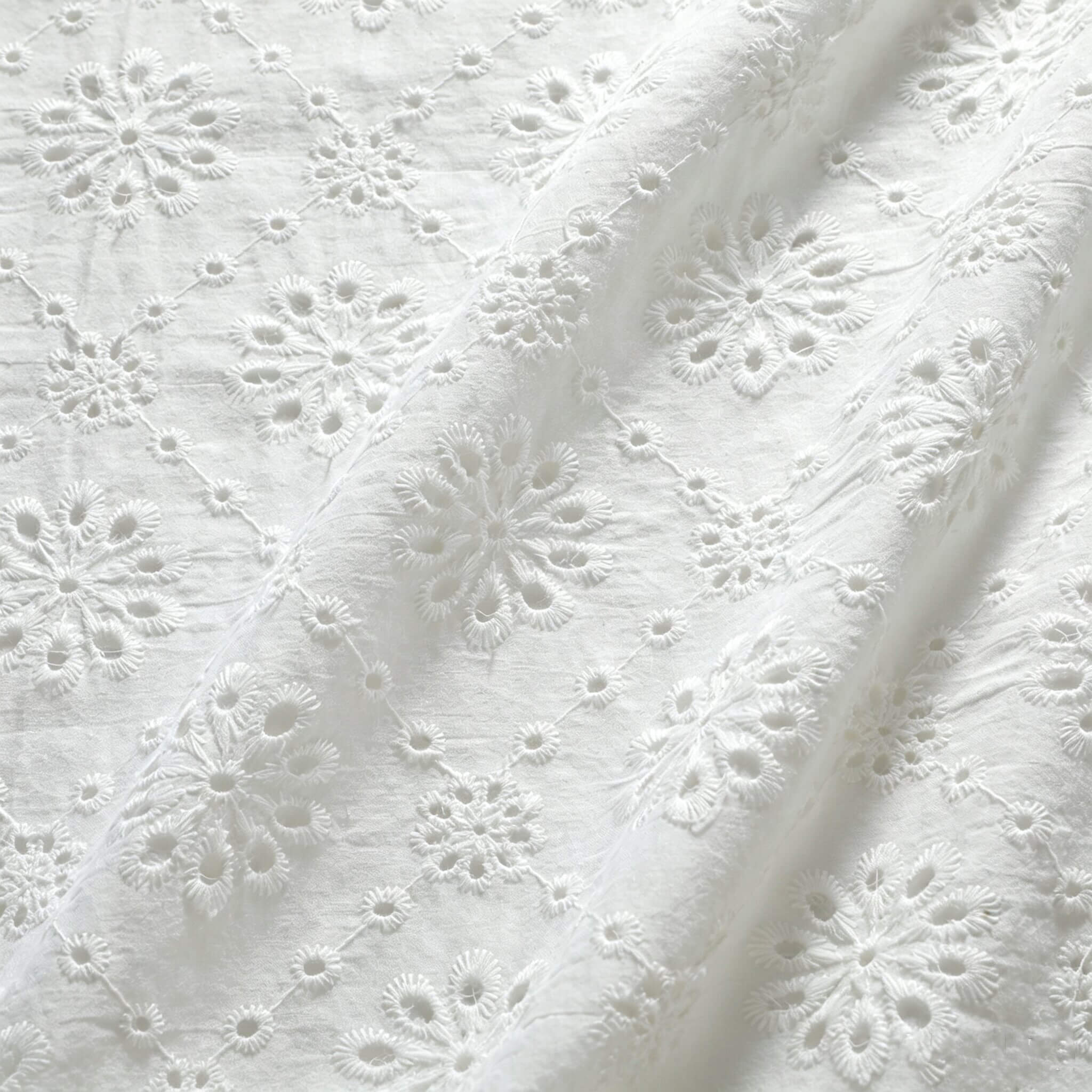 Embroidered Fabric Cutwork All-Over Cotton for Women's Wear Wholesale