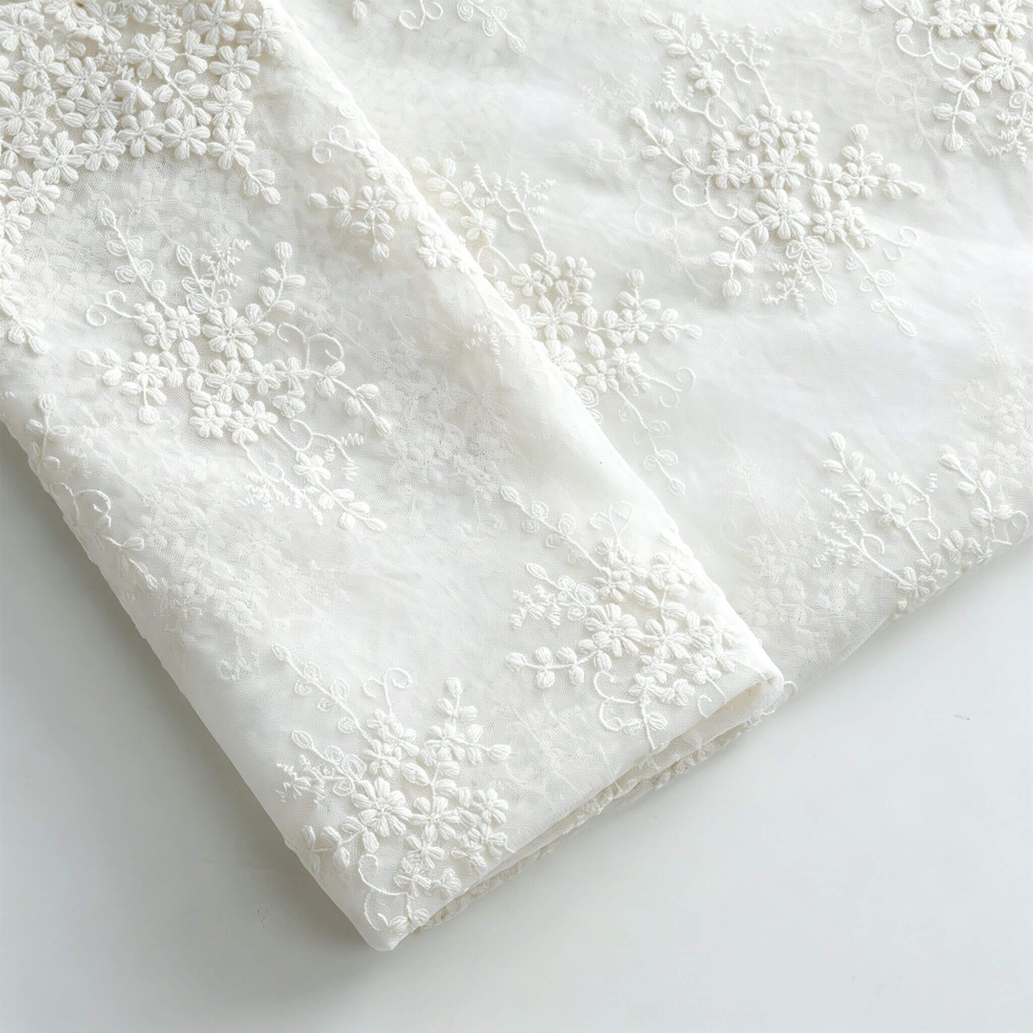All-Over Pastoral Decorative 100% Cotton Embroidered Fabric for Women'