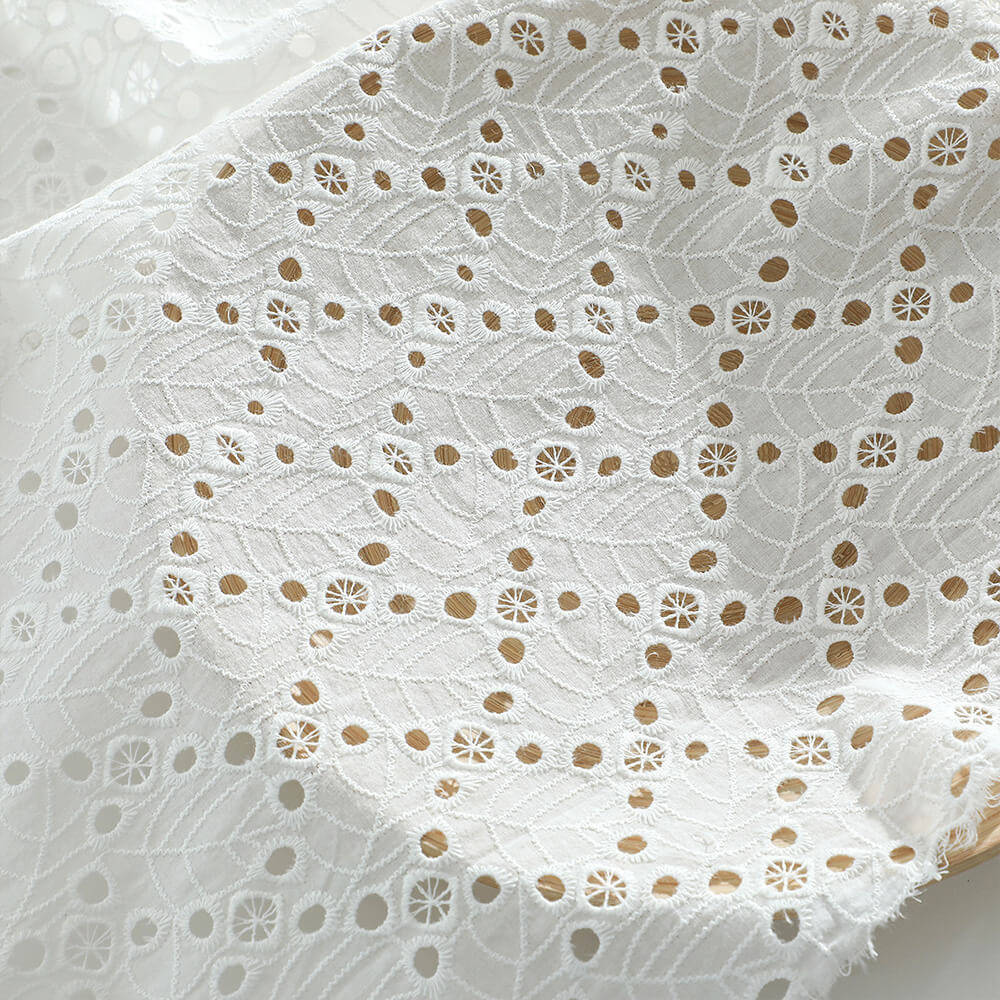 Embroidered Fabric Cutwork Cotton for Women's Wear Wholesale Supplier