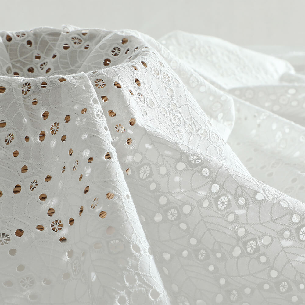 Embroidered Fabric Cutwork Cotton for Women's Wear Wholesale Supplier