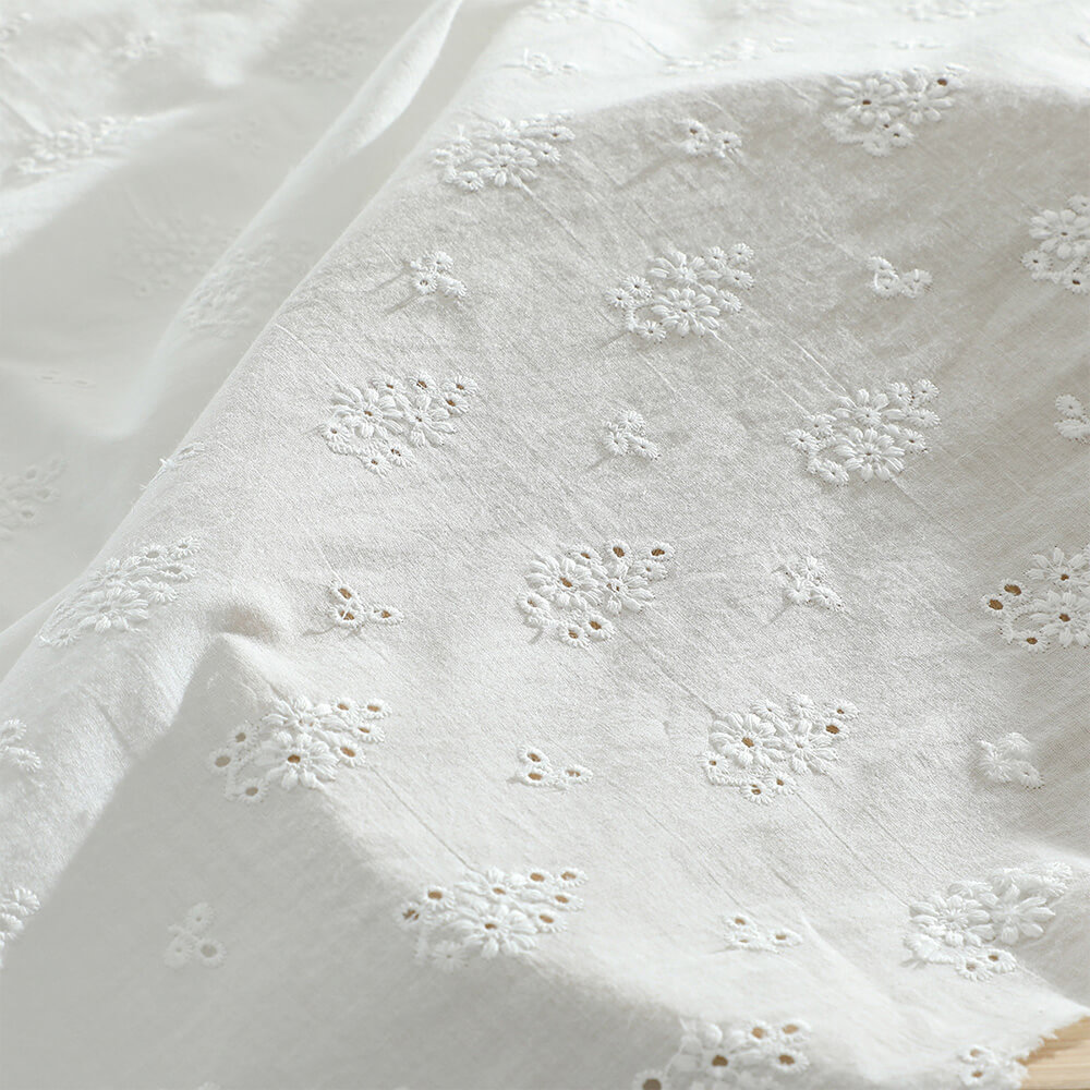 Embroidered Fabric All-Over Cutwork Cotton for Women's Wear Wholesale