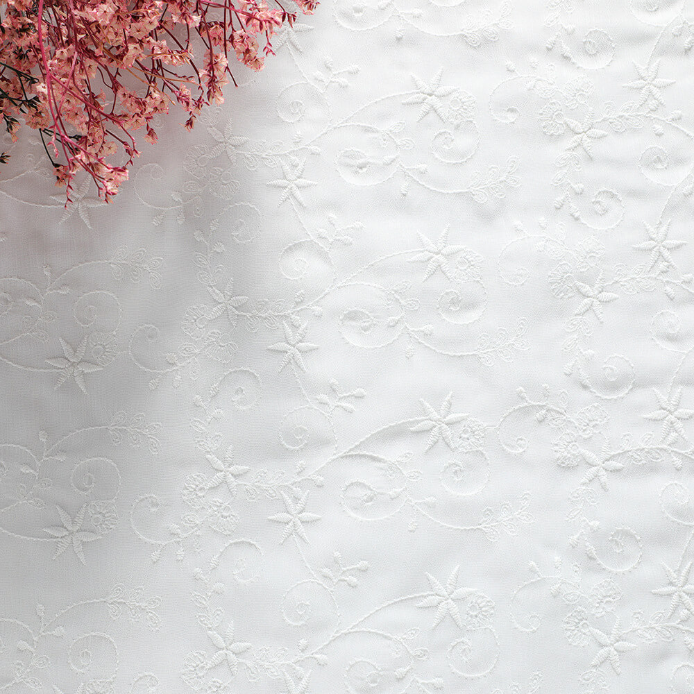 Embroidered Lace Milk Silk Dress Embroidered Fabric for Women's Wear W 6