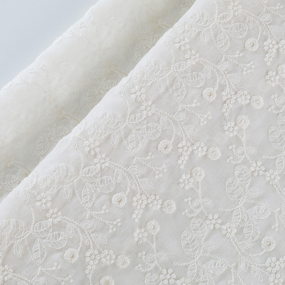 All-Over Cotton Thread Polyester Embroidered Fabric for Women's Wear W