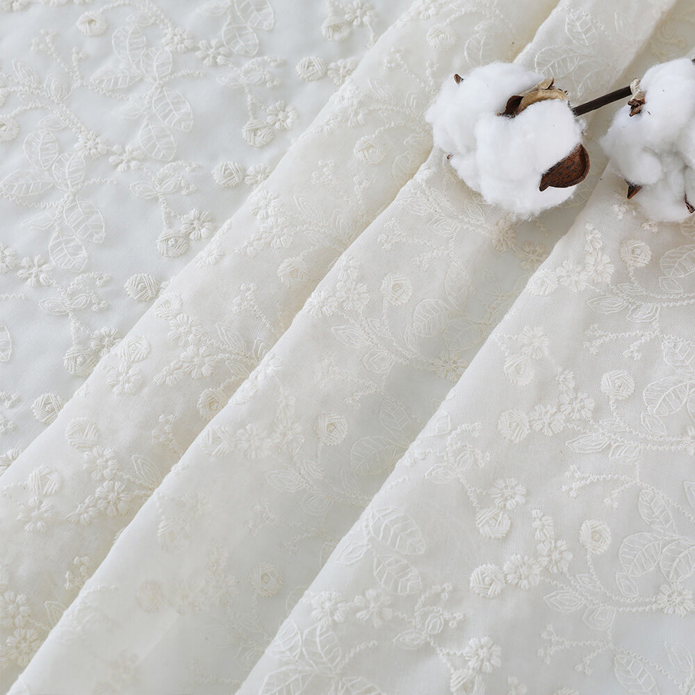 All-Over Cotton Thread Polyester Embroidered Fabric for Women's Wear W 3