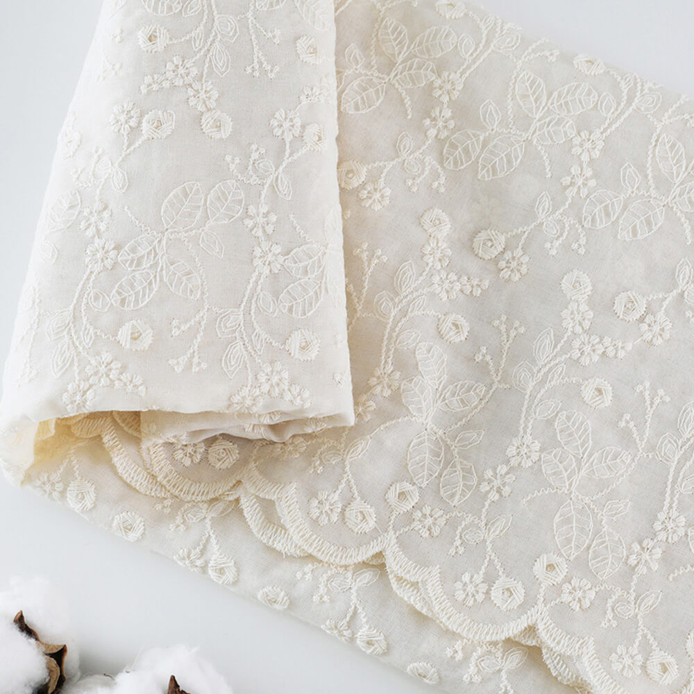 All-Over Cotton Thread Polyester Embroidered Fabric for Women's Wear W 4