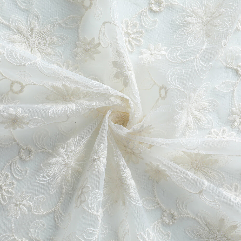 All-Over Cotton Thread Bridal 100% Cotton Embroidered Fabric for Women