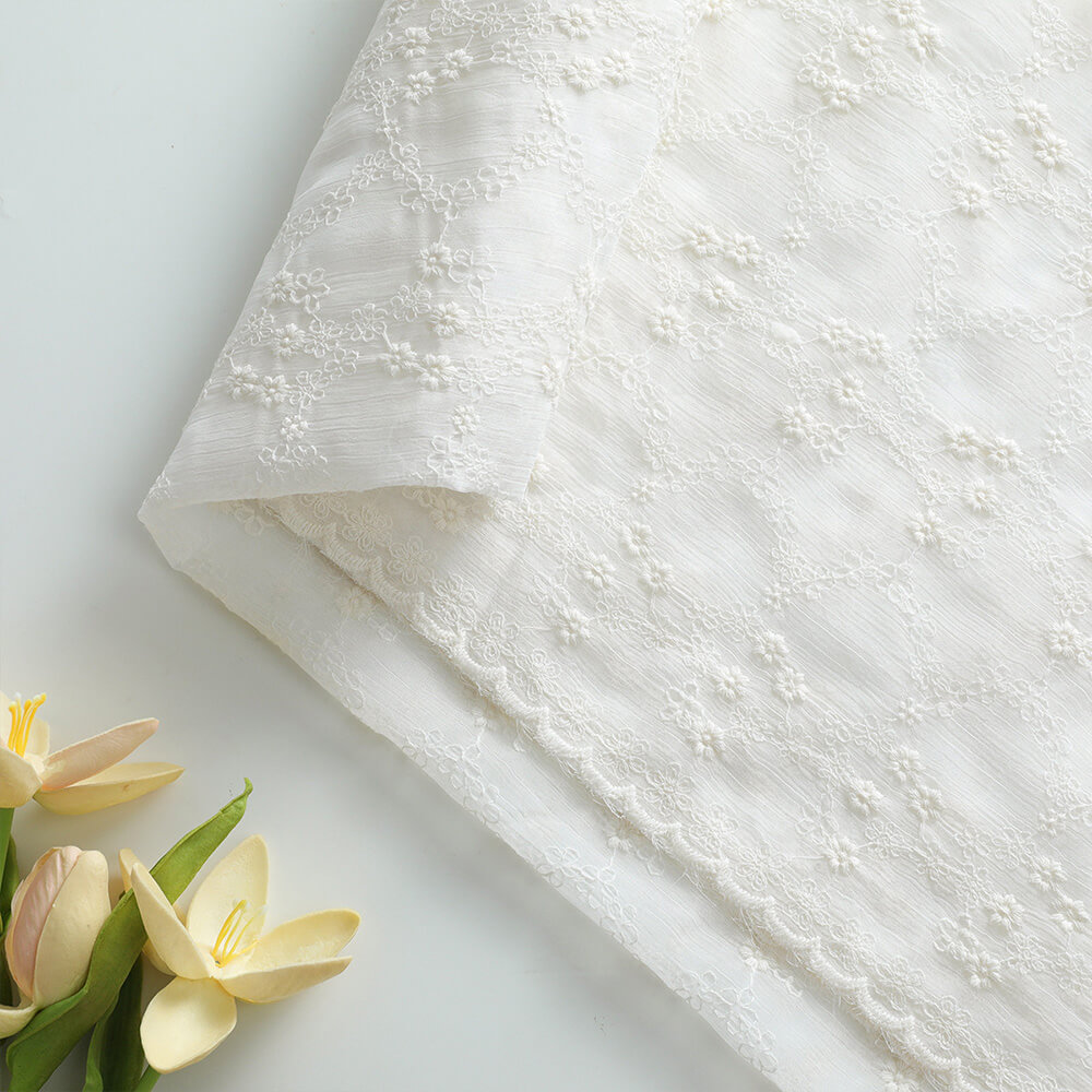 Embroidered Fabric Cotton Thread Tablecloth Cotton for Women's Wear Wh 3