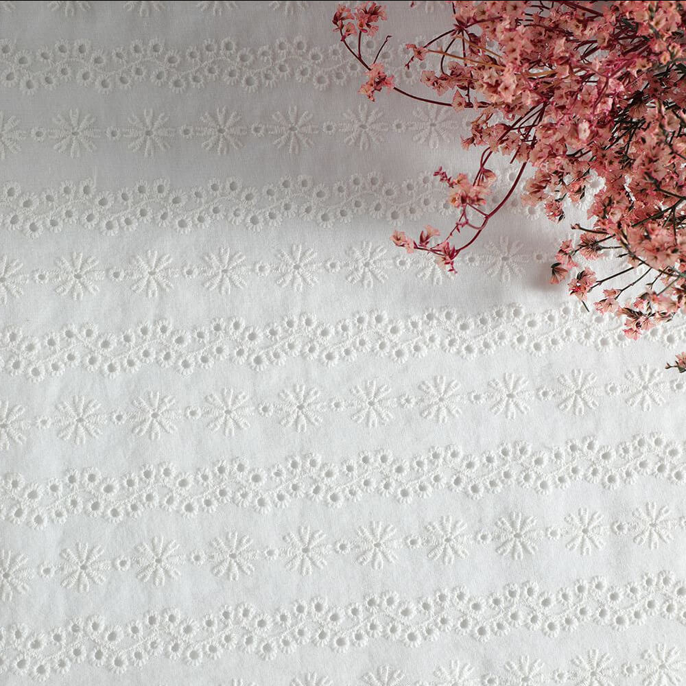Embroidered Fabric Cutwork All-Over Cotton for Women's Wear Wholesale