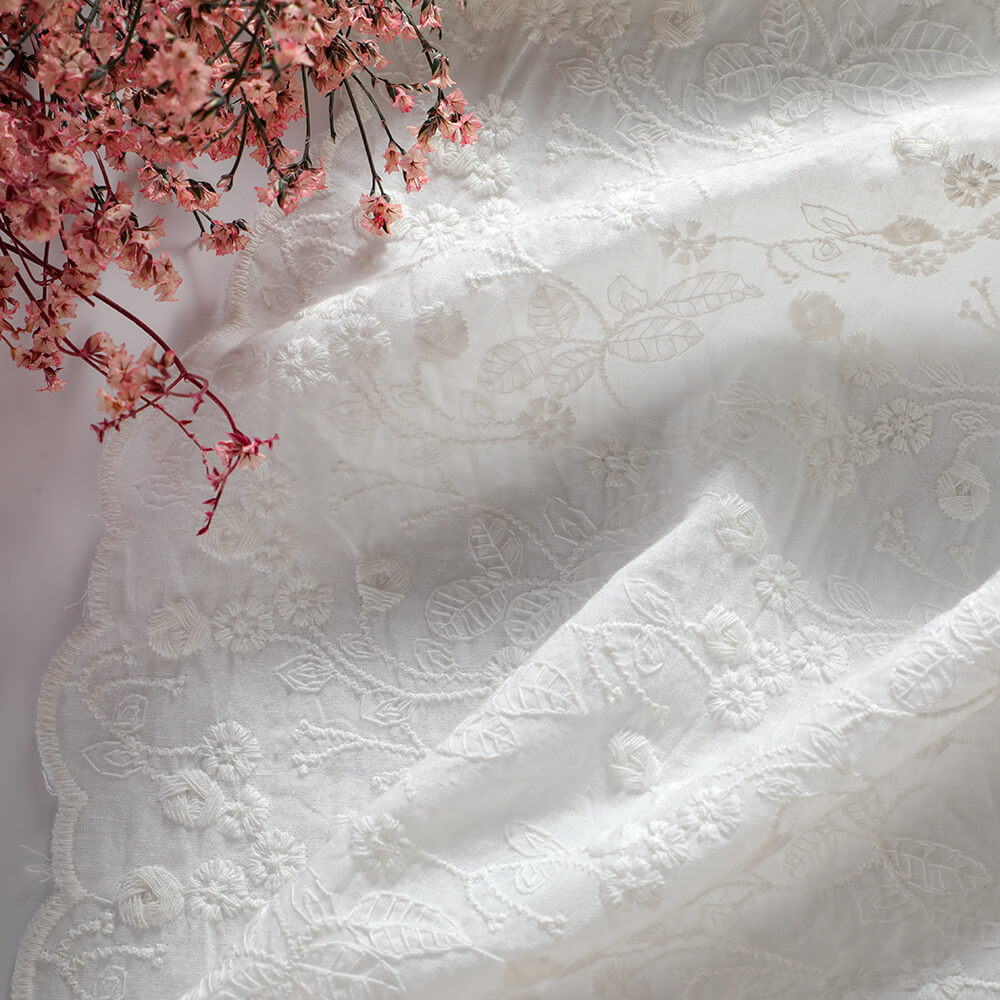 Dress All-Over Water Soluble 100% Cotton Embroidered Fabric for Women'