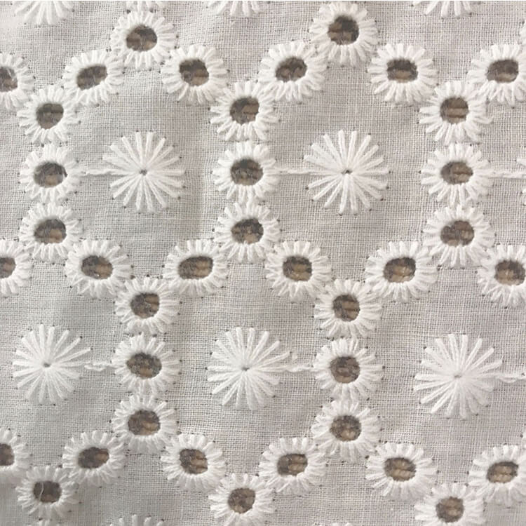 Cutwork Geometric 100% Cotton Embroidered Fabric for Women's Wear Whol