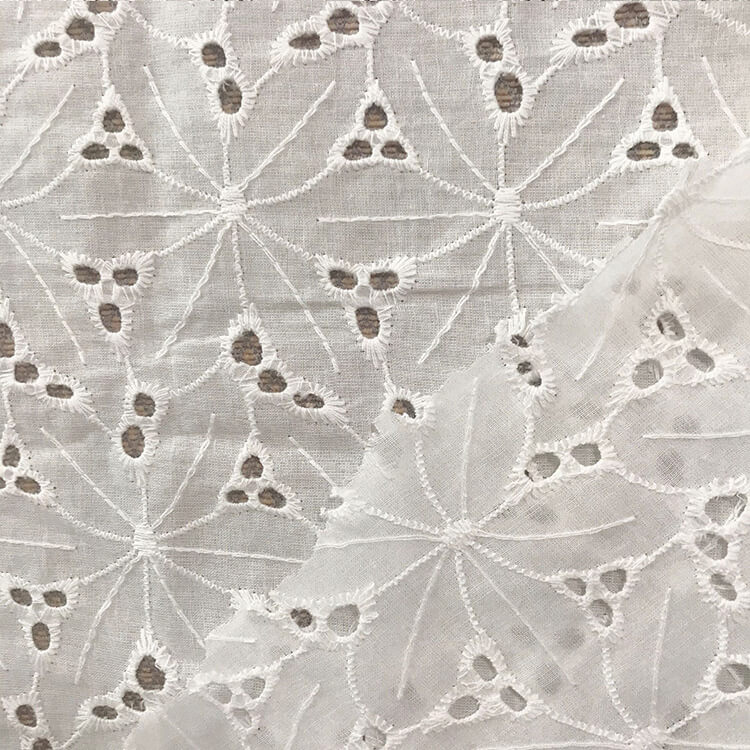 60-count Cutwork Eyelet 100% Cotton Embroidered Fabric for Women's Wear Who