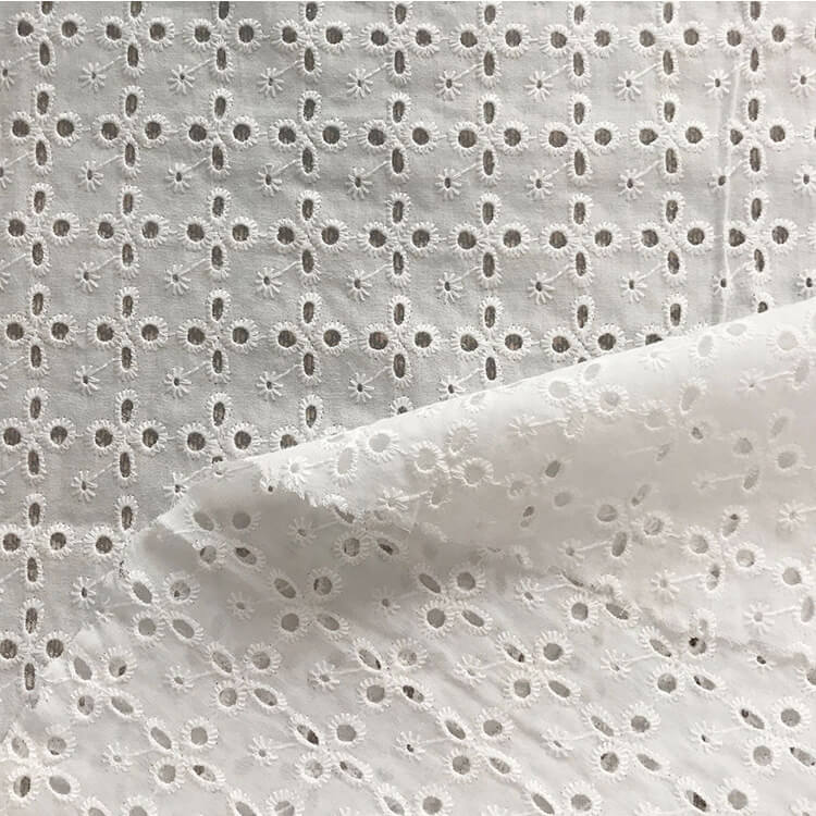 60-count Cutwork Eyelet 100% Cotton Embroidered Fabric for Women's Wear Who